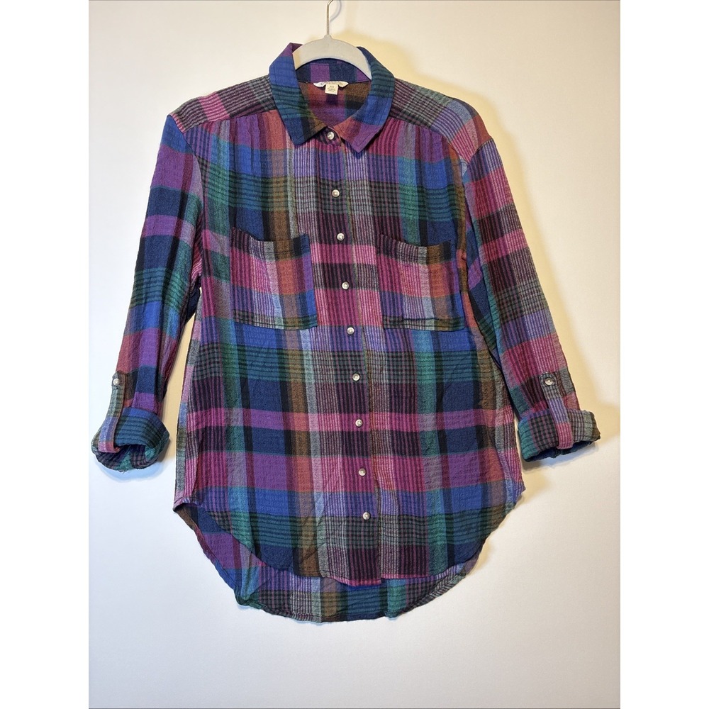 Cato Long Sleeve Button Up Flannel Shirt Women's Size XS Multi Plaid